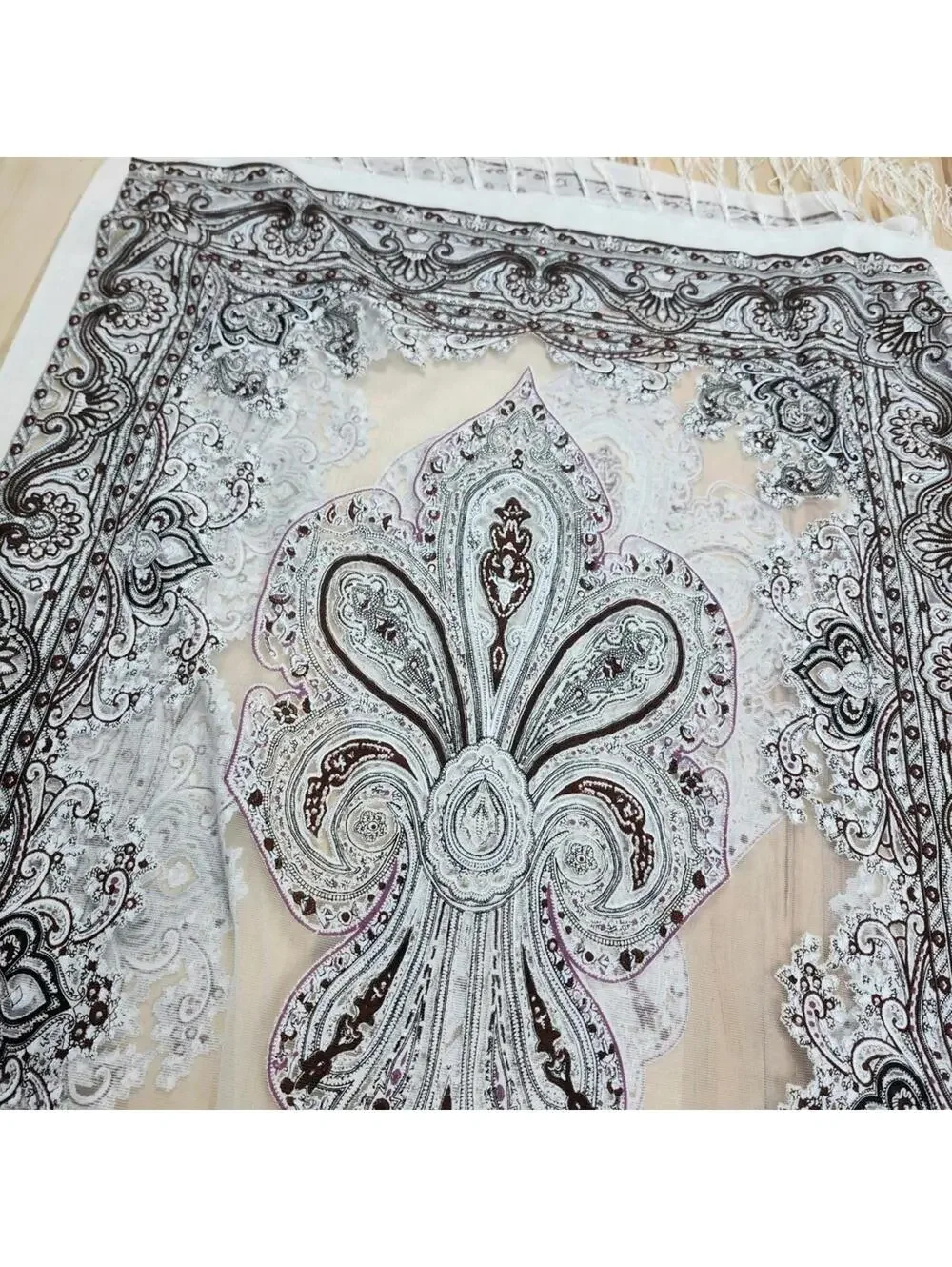 Boho Sheer Paisley Kimono Duster Fringe Hem Lightweight Layering Top
